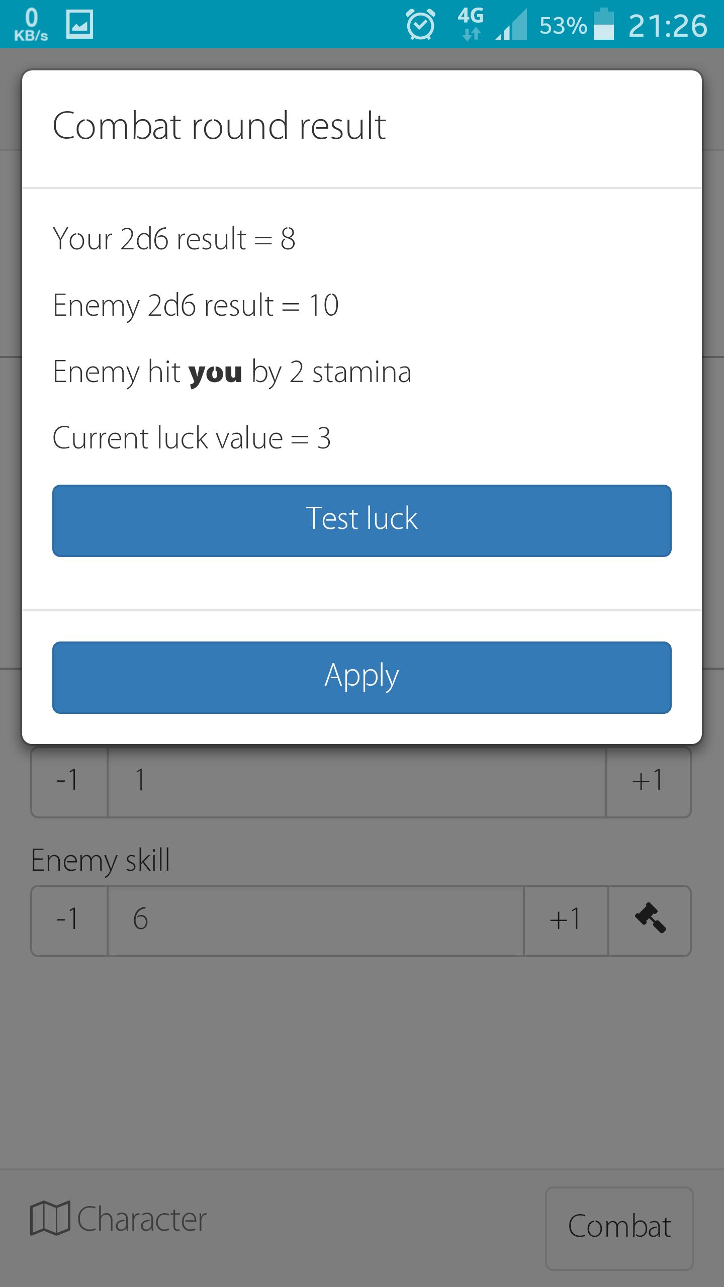 Gamebook charsheets