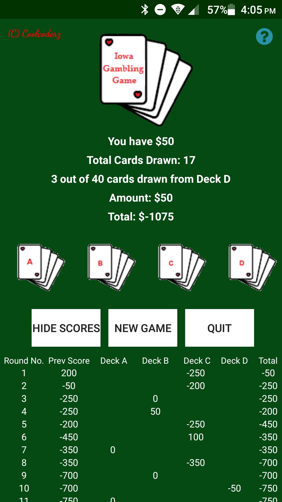 Iowa Gambling Game