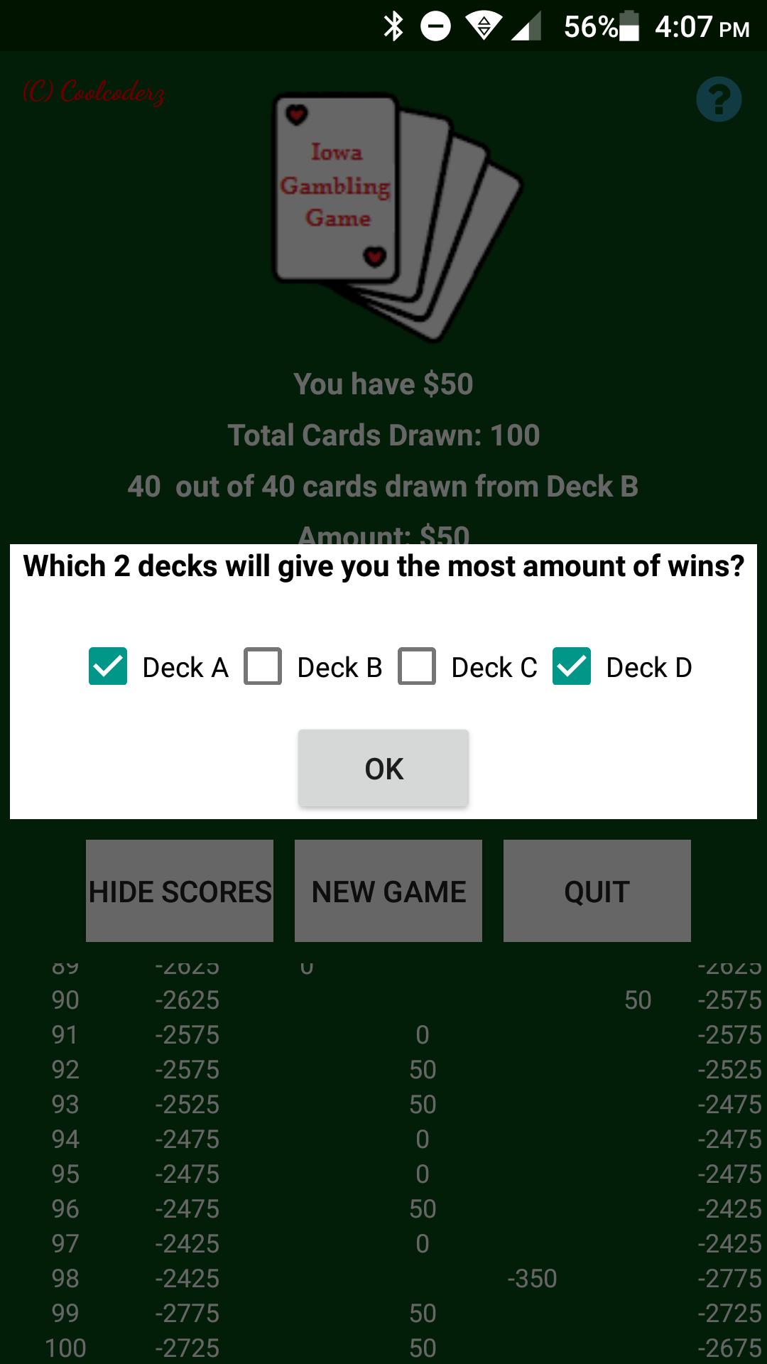 Iowa Gambling Game