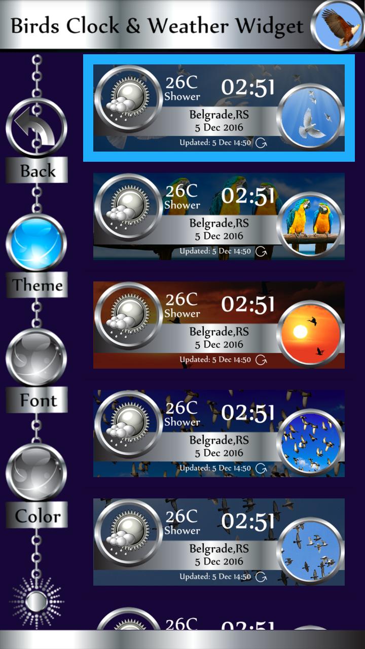 Birds Clock & Weather Widget