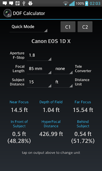 DOF Calculator
