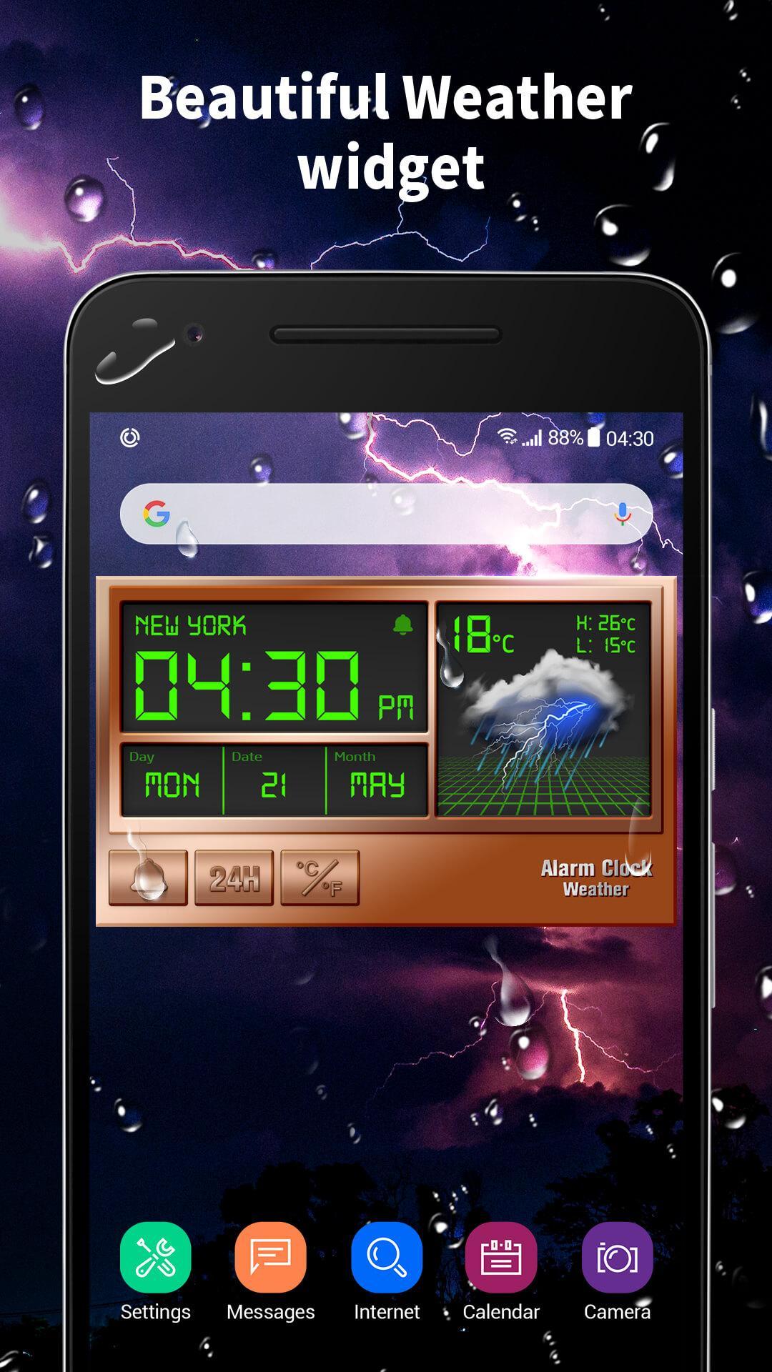 Alarm clock style weather widget