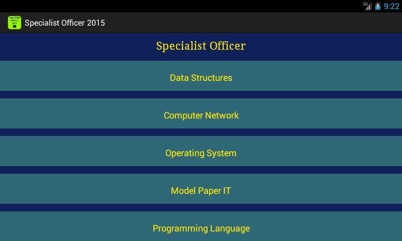 Specialist Officer 2015