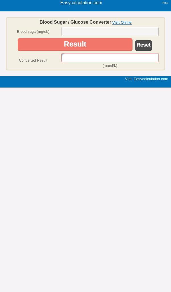 Blood Sugar/Glucose Converter