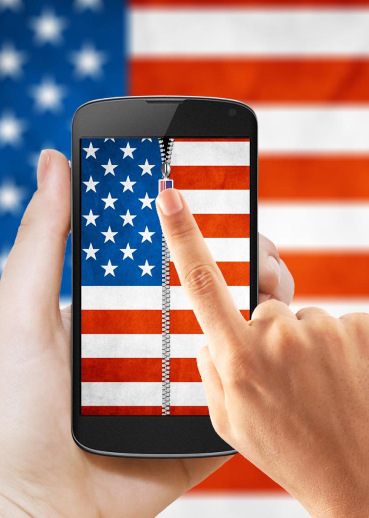 US Flag Zipper Lock Screen