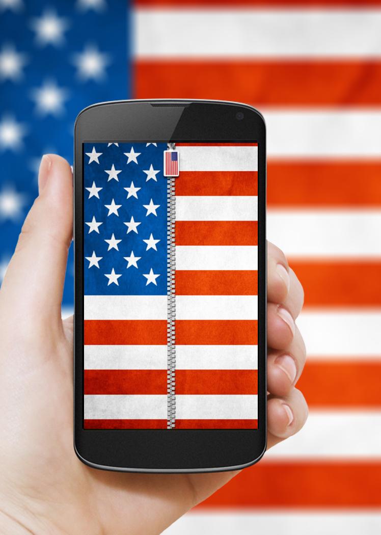 US Flag Zipper Lock Screen