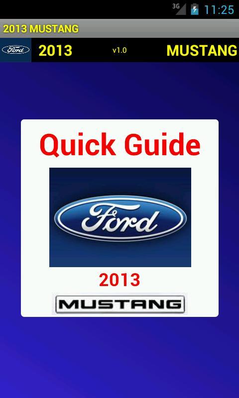 Quick Guide 2013 Ford Mustang