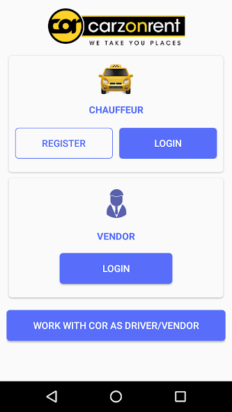 COR- Chauffeur and Vendor App