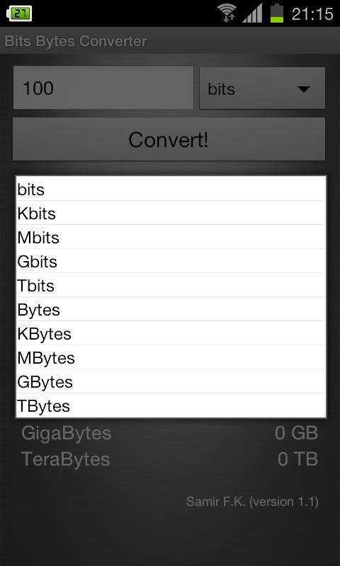 Bits Bytes Converter