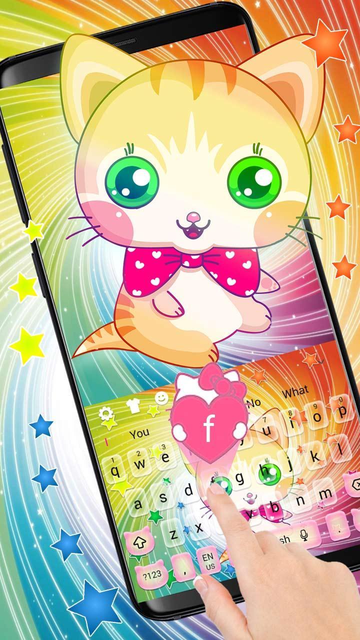 Cute Rainbow Colorful Kitten Keyboard Theme