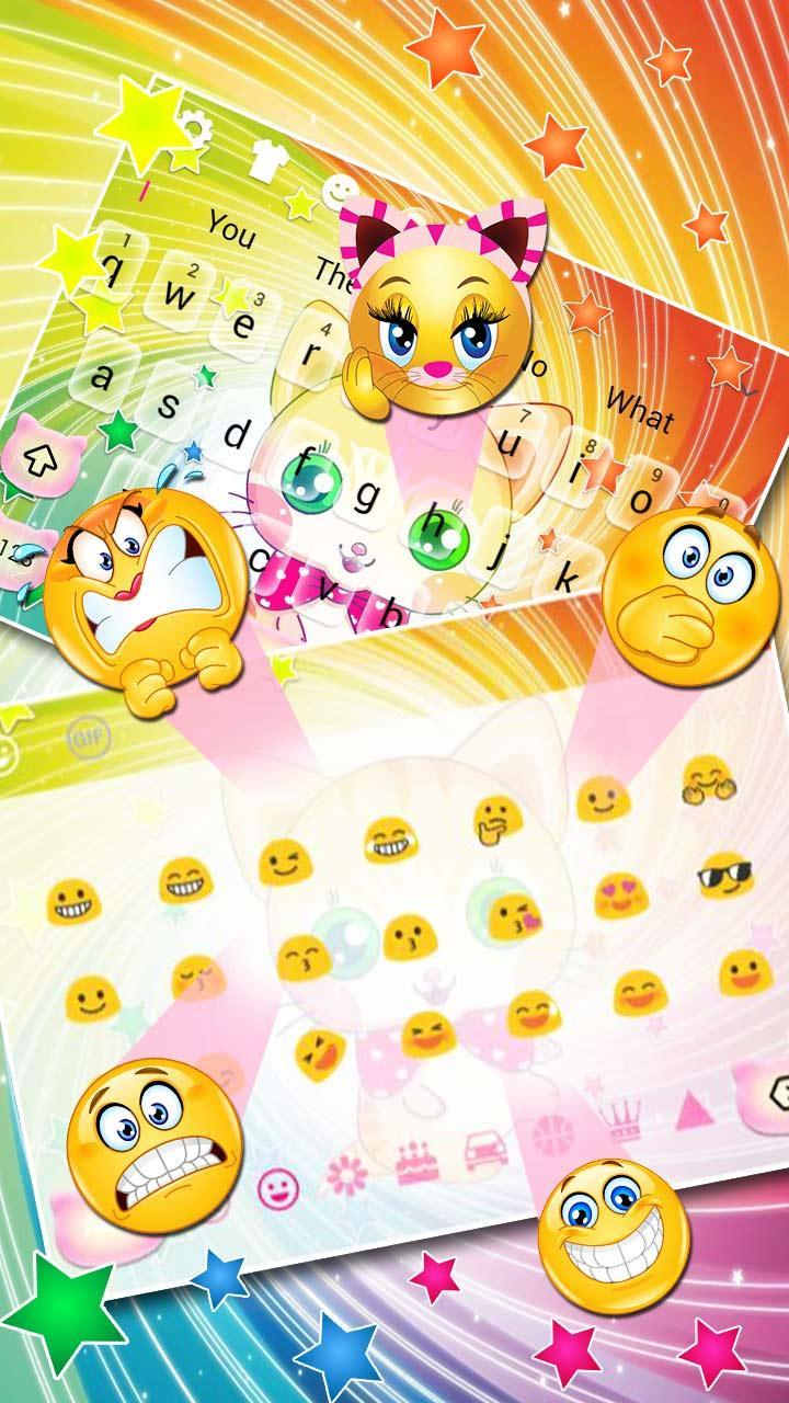 Cute Rainbow Colorful Kitten Keyboard Theme