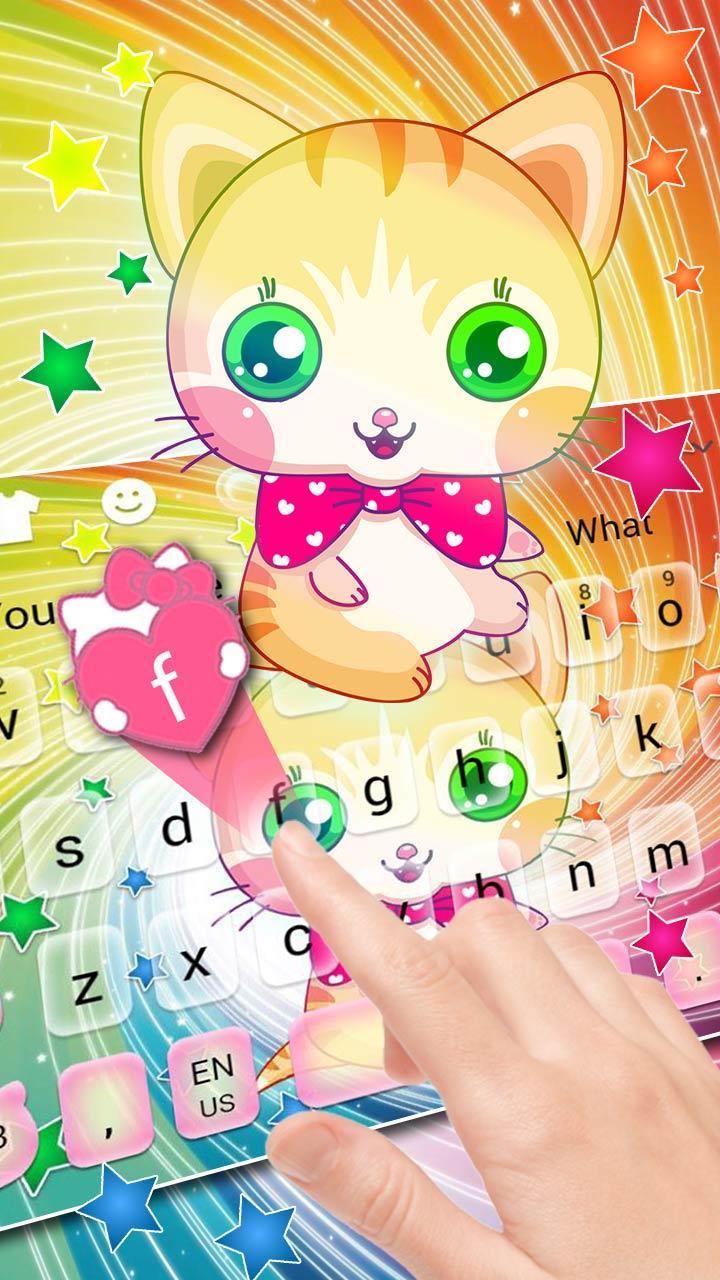 Cute Rainbow Colorful Kitten Keyboard Theme