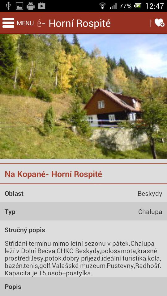 Rental cottages in CZ and SK