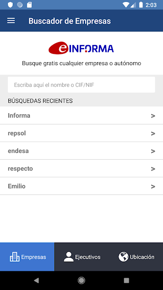 Buscador de Empresas eInforma