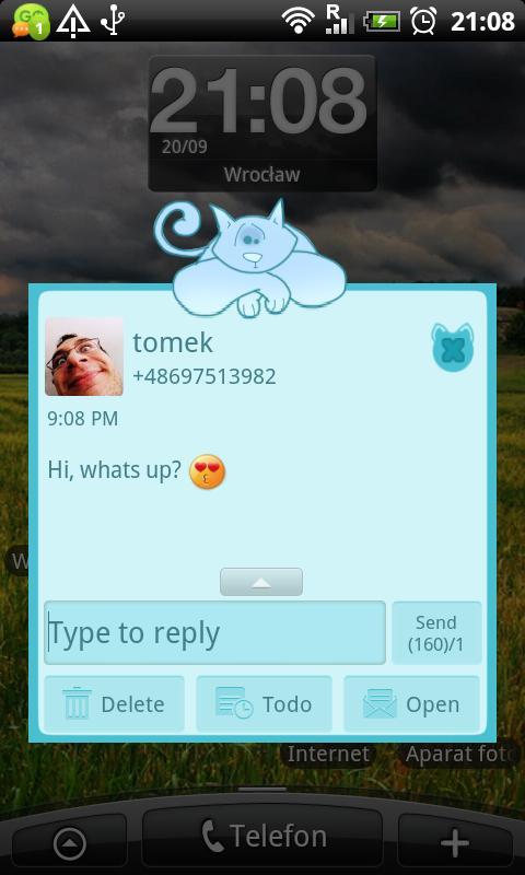 GO SMS Pro Blue Cat Theme