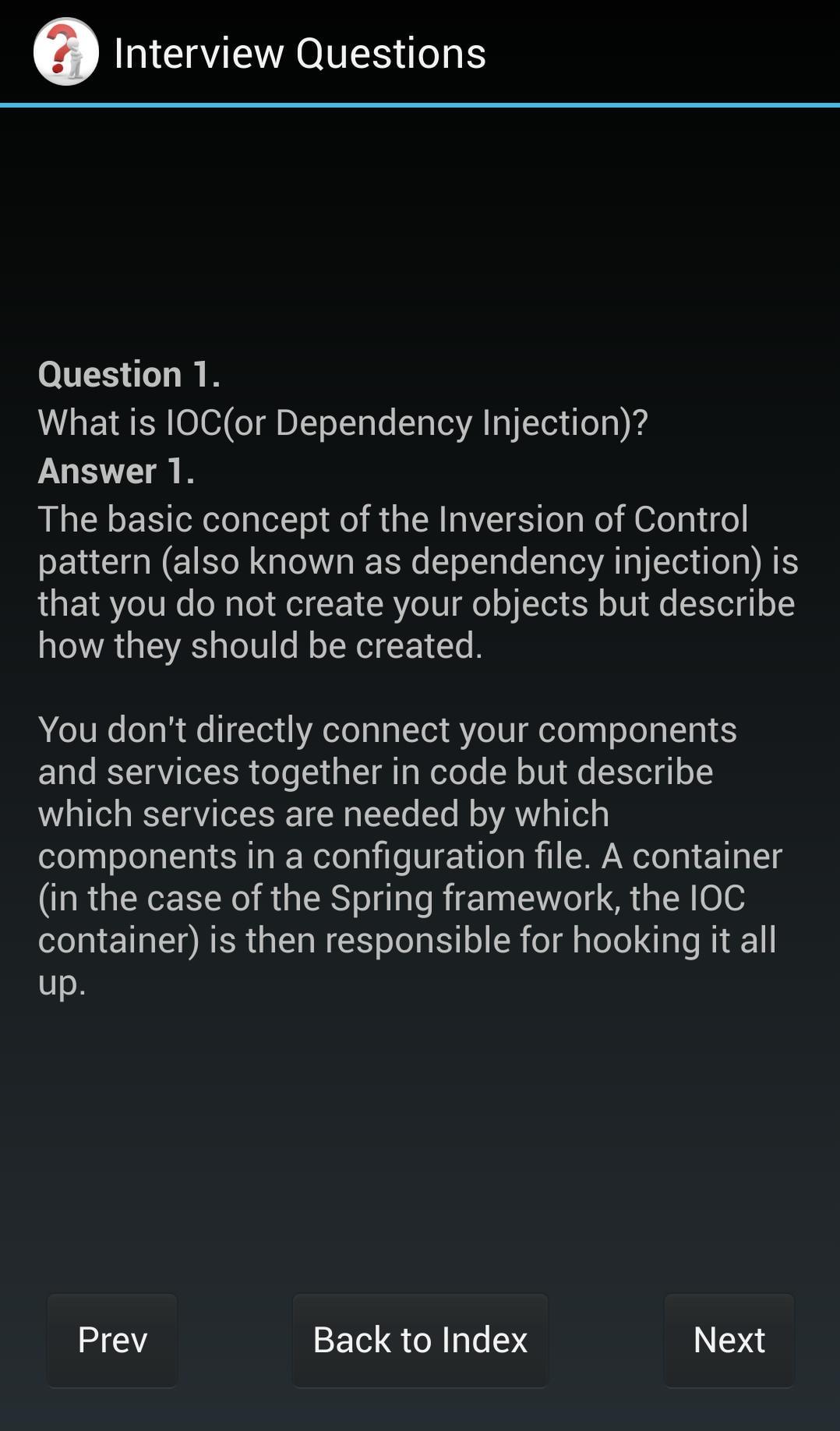Java/Spring/J2EE Questionnaire
