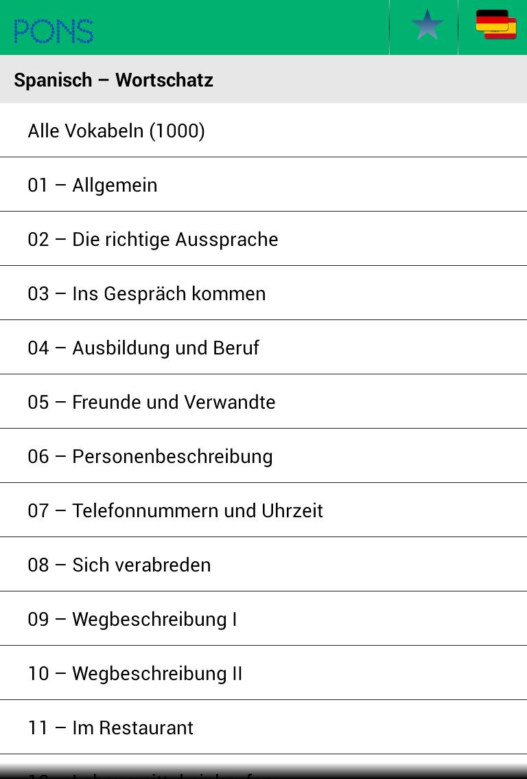 PONS Spanisch Wortschatz