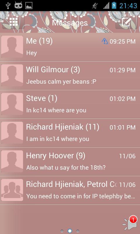 GO SMS Pink Flower Theme