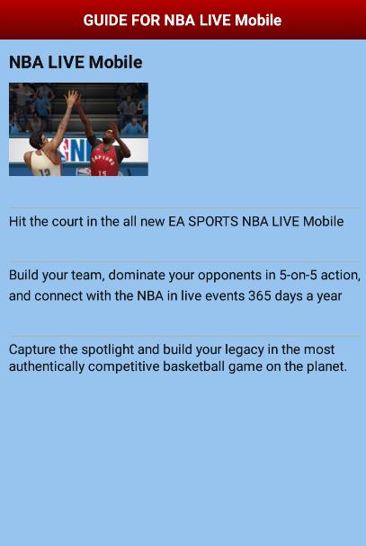 Guide For NBA LIVE Mobile 1