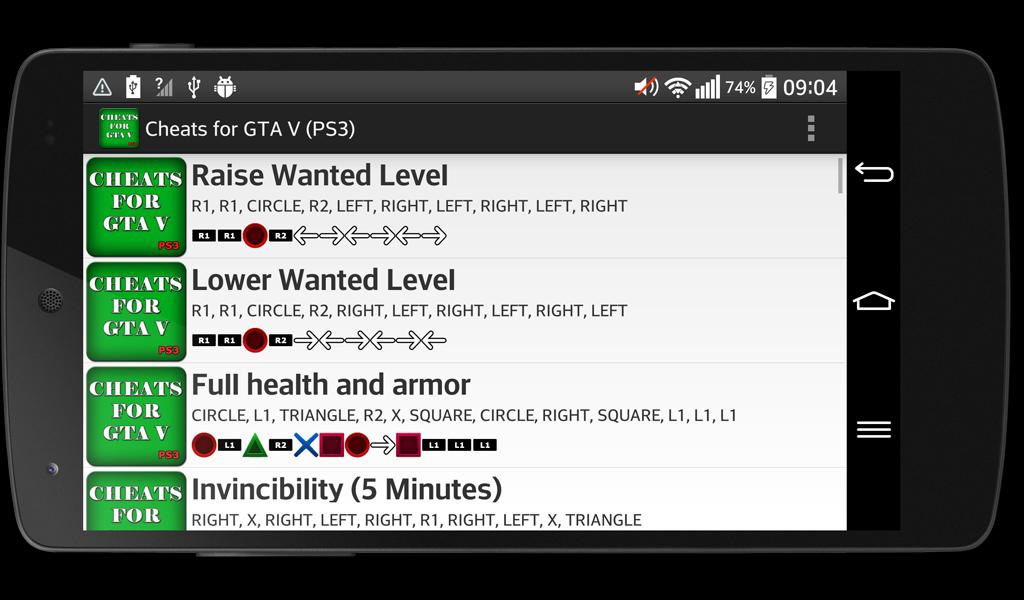 Cheats for GTA 5 (PS3)